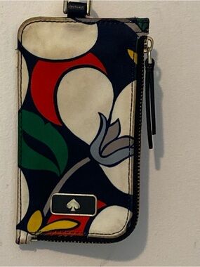 kate spade Navy Floral Zip Phone Wristlet with Multicolor Accents